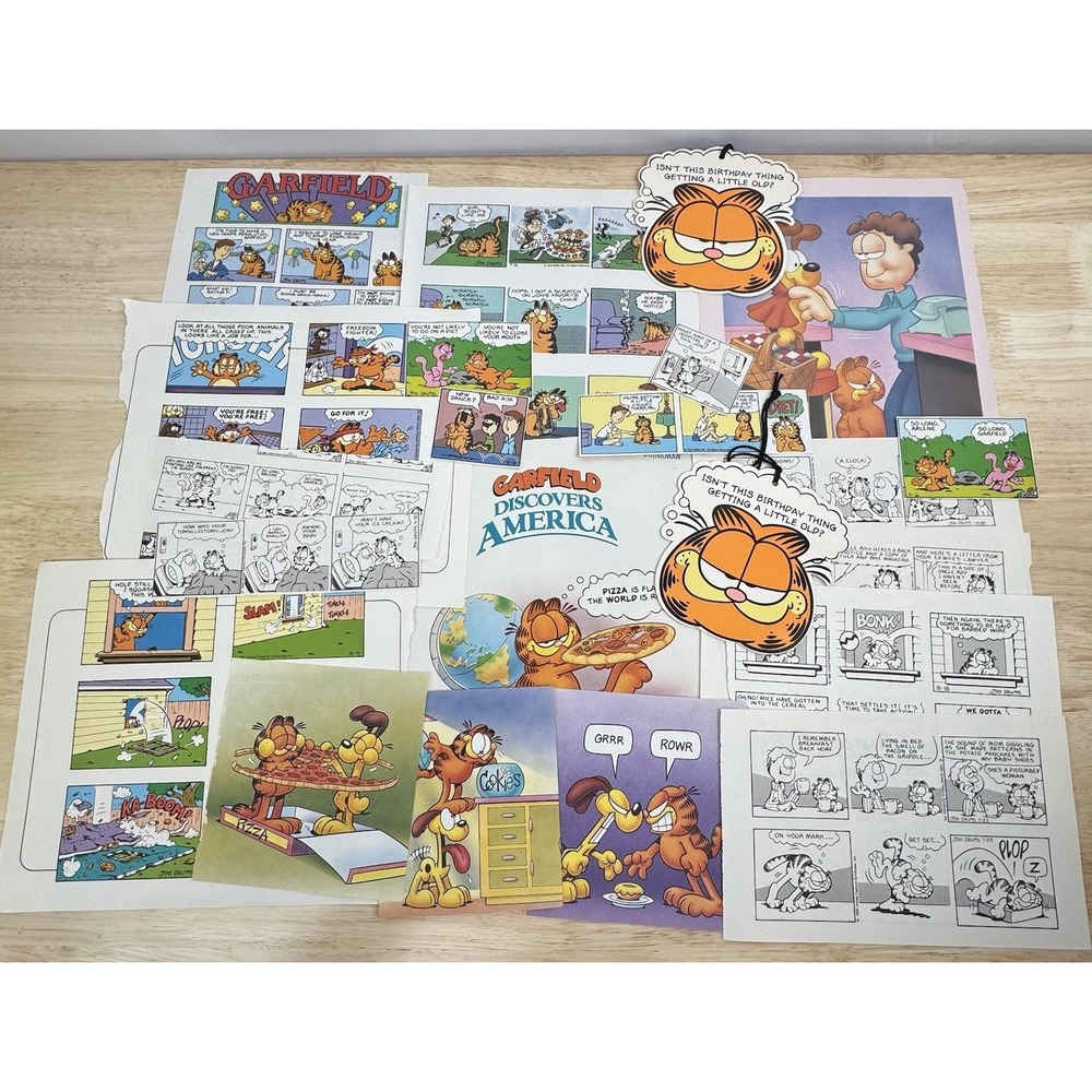 VTG GARFIELD Cartoons‎ Book Pages Ephemera Lot Junk Journal Crafts Decoupage